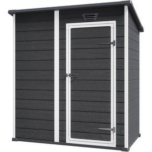 image:imageKeter Essential Shed 4x6 Resin Outdoor Storage Shed Ideal Storage for Patio Furniture Garden Tools Bike Accessories Beach Chairs and Lawn Mower Black and White