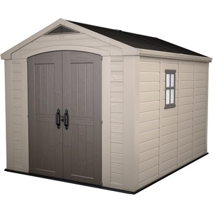 image:imageKeter Factor 8x8 Ft AllWeather Storage Shed with Skylight Window Builtin Ventilation Customizable Walls amp Lockable Double Doors Brown8x11 ft