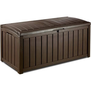 image:imageKeter Glenwood 101 Gallon Resin Large Deck BoxOrganization and Storage for Patio Furniture Outdoor Cushions Garden Tools and Pool Toys Grey amp Black