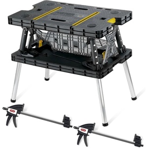 image:imageKeter HeavyDuty Folding Workbench with 1000 Pound Capacity  Foldable Work Table for Garage Woodworking and Outdoor Workshop with 12 Inch Adjustable Clamps