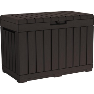 image:imageKeter Kentwood 50 Gallon Resin Deck BoxOrganization and Storage for Patio Cushions Throw Pillows and Garden Tools Dark GreyBrown