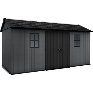 image:imageKeter Newton Plus 75x7 Ft AllWeather Storage Shed with Skylight Window Builtin Ventilation Customizable Walls amp Lockable Double Doors Graphite75x15
