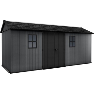 image:imageKeter Newton Plus 75x7 Ft AllWeather Storage Shed with Skylight Window Builtin Ventilation Customizable Walls amp Lockable Double Doors Graphite75x17