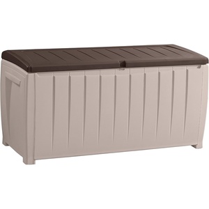 image:imageKeter Novel Plastic Deck Storage Container Box Outdoor Patio Furniture 90 Gal BrownBeigeBrown