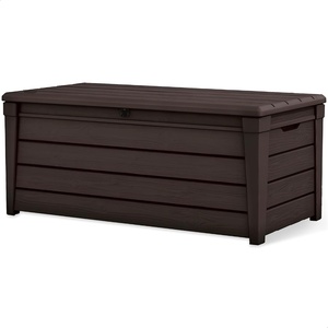 image:imageKeter Outdoor Storage Deck Box for Patio Backyard amp Garden Brightwood 120 Gal Brown  Lockable Organizing and Waterproof Plastic Container Bench1