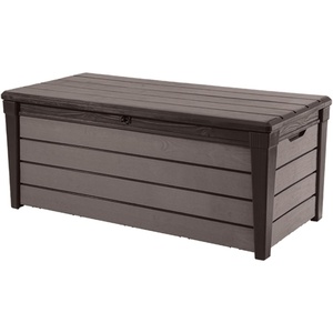 image:imageKeter Outdoor Storage Deck Box for Patio Backyard amp Garden Brushwood 120 Gal Brown  Lockable Organizing and Waterproof Plastic Container Bench
