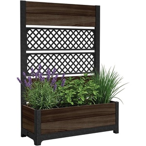 image:imageKeter Signature 216 Inch Tall Square Large Wood Look Planter for Indoor or Outdoor Flower Pot Ideal for Patio Deck and Front Porch Decor RosewoodRectangle  Trellis