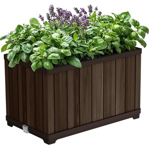 image:imageKeter Signature 216 Inch Tall Square Large Wood Look Planter for Indoor or Outdoor Flower Pot Ideal for Patio Deck and Front Porch Decor RosewoodRectangle