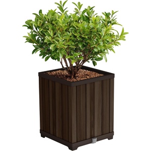 image:imageKeter Signature 216 Inch Tall Square Large Wood Look Planter for Indoor or Outdoor Flower Pot Ideal for Patio Deck and Front Porch Decor RosewoodSquare