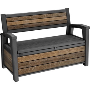 image:imageKeter Signature 60 Gallon Storage Bench Deck Box for Patio Furniture Front Porch Decor and Outdoor Seating  Perfect to Store Garden Tools Walnut