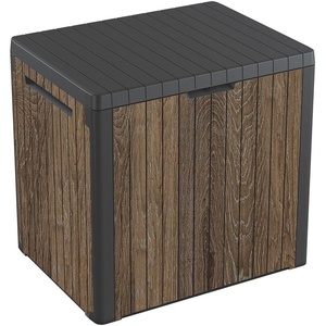 image:imageKeter Signature Collection 150 Gallon Resin Deck Box Organization and Storage Box for Patio Outdoor Cushions Throw Pillows Garden Tools and Pool Supplies WalnutWalnut