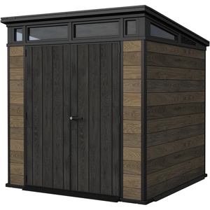 image:imageKeter Signature Collection 7x7 Ft AllWeather Storage Shed with Skylight Window Builtin Ventilation amp Lockable Double Doors Walnut
