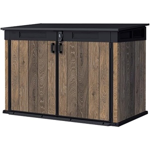image:imageKeter Signature Collection All Weather Outdoor Storage Shed  Durable Resin Garden Shed with Builtin Ventilation amp Lockable Double Doors  Walnut Finish