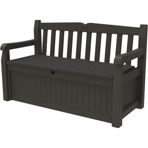 image:imageKeter Solana 70 Gallon Storage Bench Deck Box for Patio Furniture Front Porch Decor and Outdoor Seating  Perfect to Store Garden Tools and Pool Floats GraphiteBrown