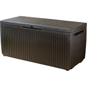 image:imageKeter Springwood 80 Gallon Resin Outdoor Storage Box for Patio Furniture Cushions Pool Toys and Garden Tools with Handles BrownBOX