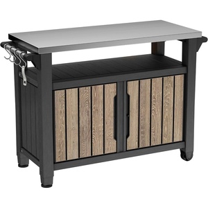image:imageKeter Unity XL Portable Outdoor Table with Stainless Steel Top for Kitchen Prep and Outdoor Storage Cabinet for Grilling Accessories Dark GreyAshwood