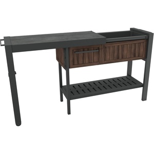 image:imageKeter Unity XL Portable Outdoor Table with Stainless Steel Top for Kitchen Prep and Outdoor Storage Cabinet for Grilling Accessories Dark GreyRosewood