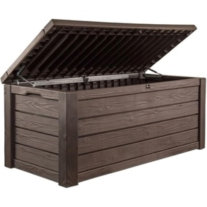 image:imageKeter Westwood 150 Gallon Resin Large Outdoor Storage Box for Patio Furniture Outdoor Cushions Garden Tools and Pool Floats BeigeBrown