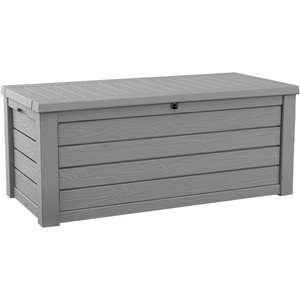 image:imageKeter Westwood 150 Gallon Resin Large Outdoor Storage Box for Patio Furniture Outdoor Cushions Garden Tools and Pool Floats Dark GreyLight Grey