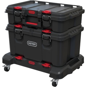 image:imageStack N Roll 4Piece Rolling Tool Storage System  Includes Large Rolling Tool Box 2Drawer Tool Box amp 2 Tray Organizers  Modular Stackable Tool Storage with Wheels for Garage amp Workshop3PC with Dolly