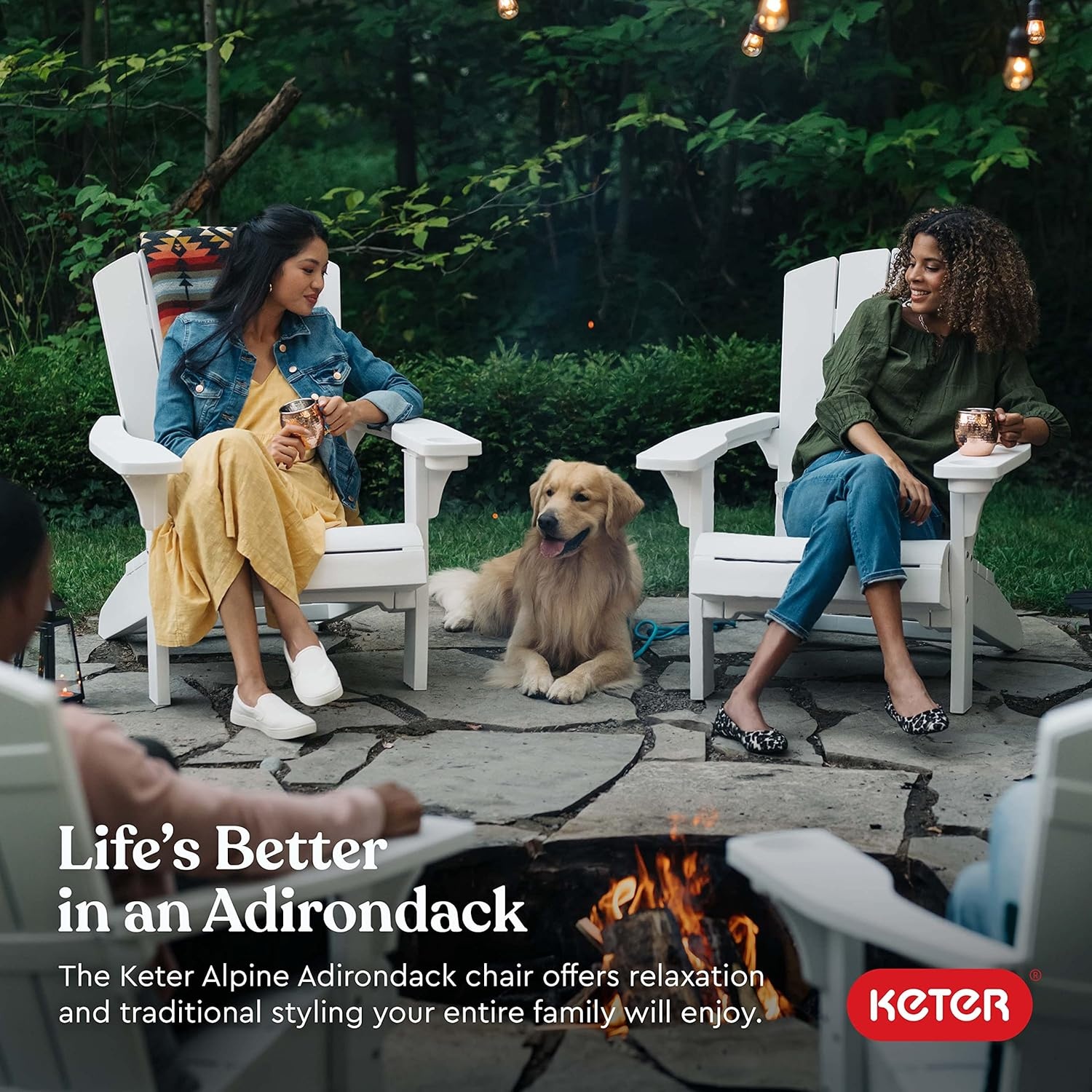 image:imageKeter Alpine Adirondack Resin Outdoor Furniture Patio Chairs with Cup HolderPerfect for Beach Pool and Fire Pit Seating White