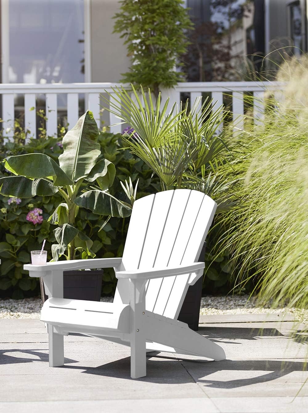 image:imageKeter Alpine Adirondack Resin Outdoor Furniture Patio Chairs with Cup HolderPerfect for Beach Pool and Fire Pit Seating White