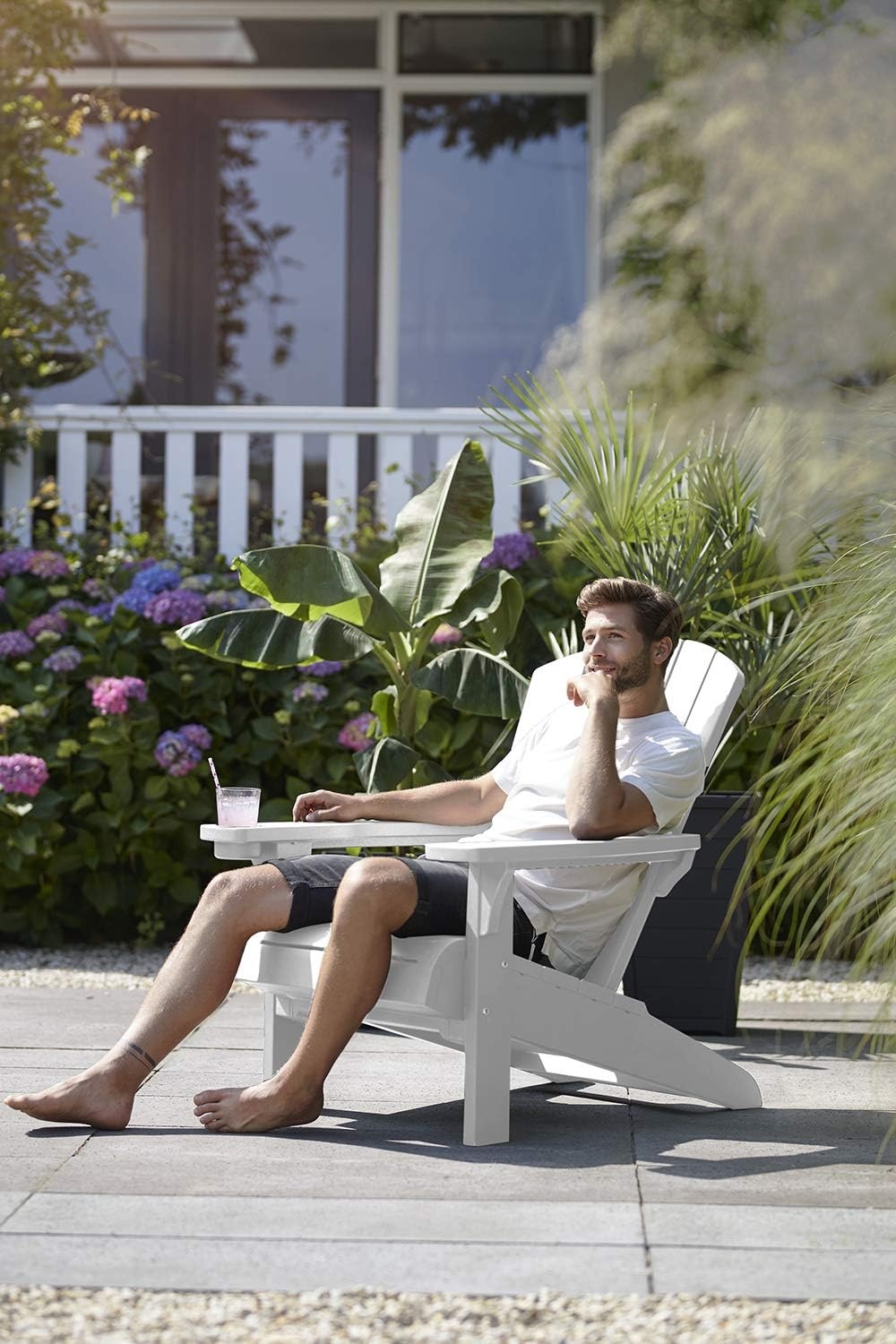 image:imageKeter Alpine Adirondack Resin Outdoor Furniture Patio Chairs with Cup HolderPerfect for Beach Pool and Fire Pit Seating White