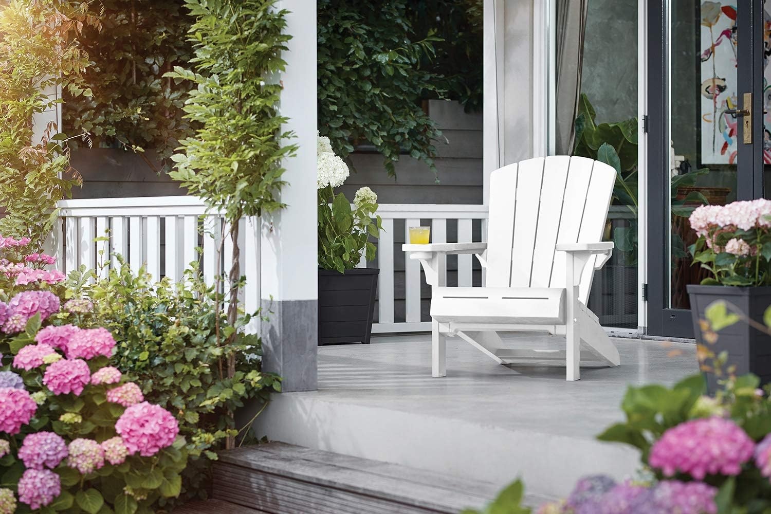 image:imageKeter Alpine Adirondack Resin Outdoor Furniture Patio Chairs with Cup HolderPerfect for Beach Pool and Fire Pit Seating White