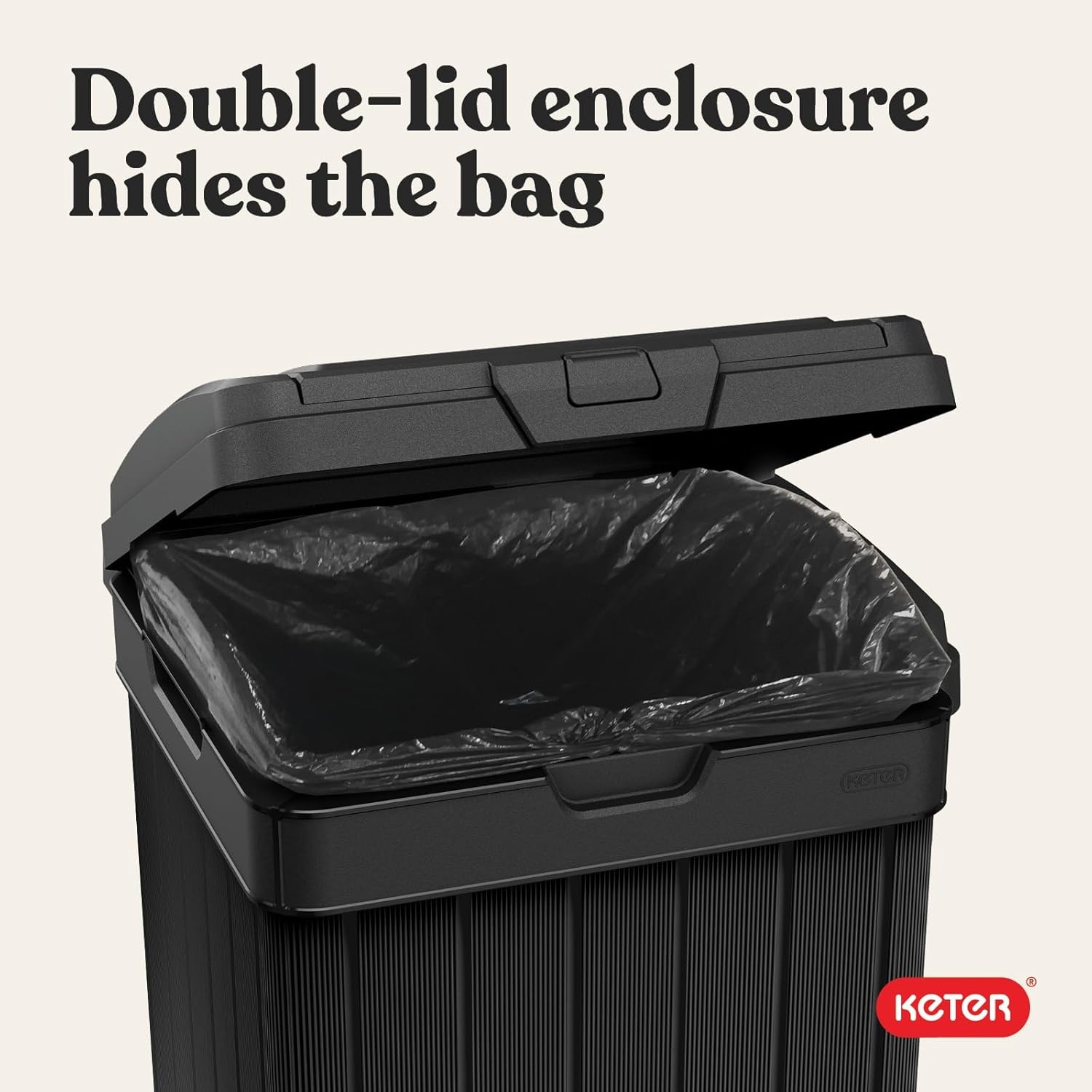 image:imageKeter Baltimore Resin 38 Gallon Outdoor Kitchen Trash Can with Lid and Drip Tray for Easy CleaningPerfect for Patio Dining BlackBaltimore