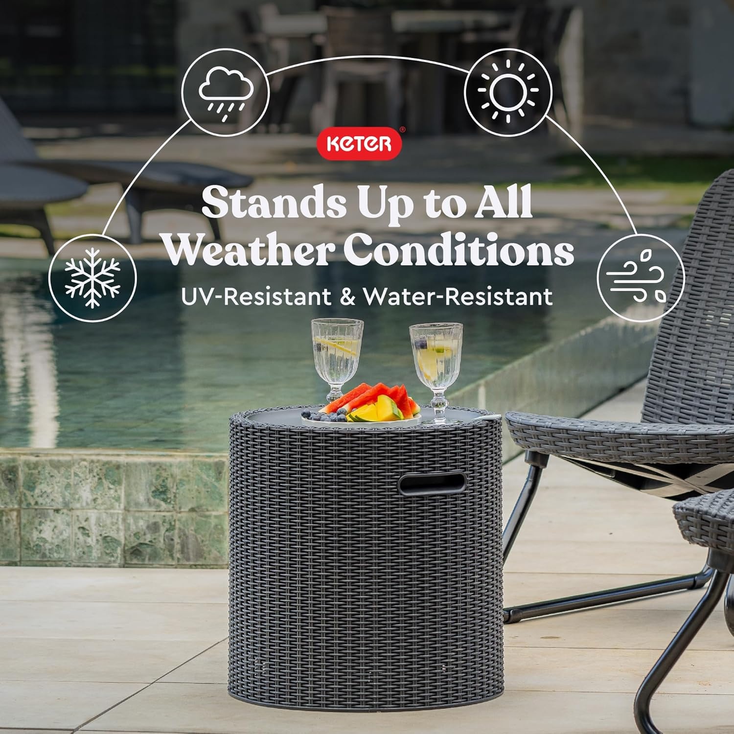 image:imageKeter Cool Side Table Cooler 3 in 1 Outdoor Patio Table and Ice Chest Storage Ideal Hot Tub Table Decor and Outdoor Patio Bar Portable Bar CappuccinoGraphite