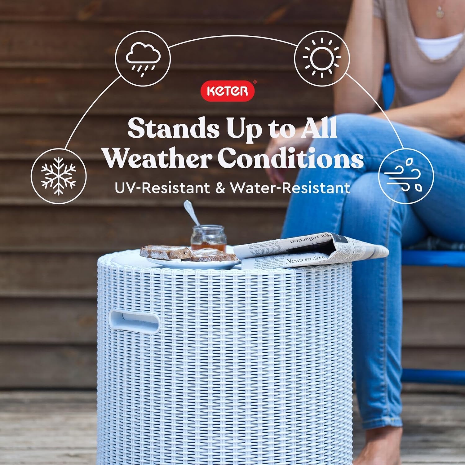 image:imageKeter Cool Side Table Cooler 3 in 1 Outdoor Patio Table and Ice Chest Storage Ideal Hot Tub Table Decor and Outdoor Patio Bar Portable Bar CappuccinoMisty blue