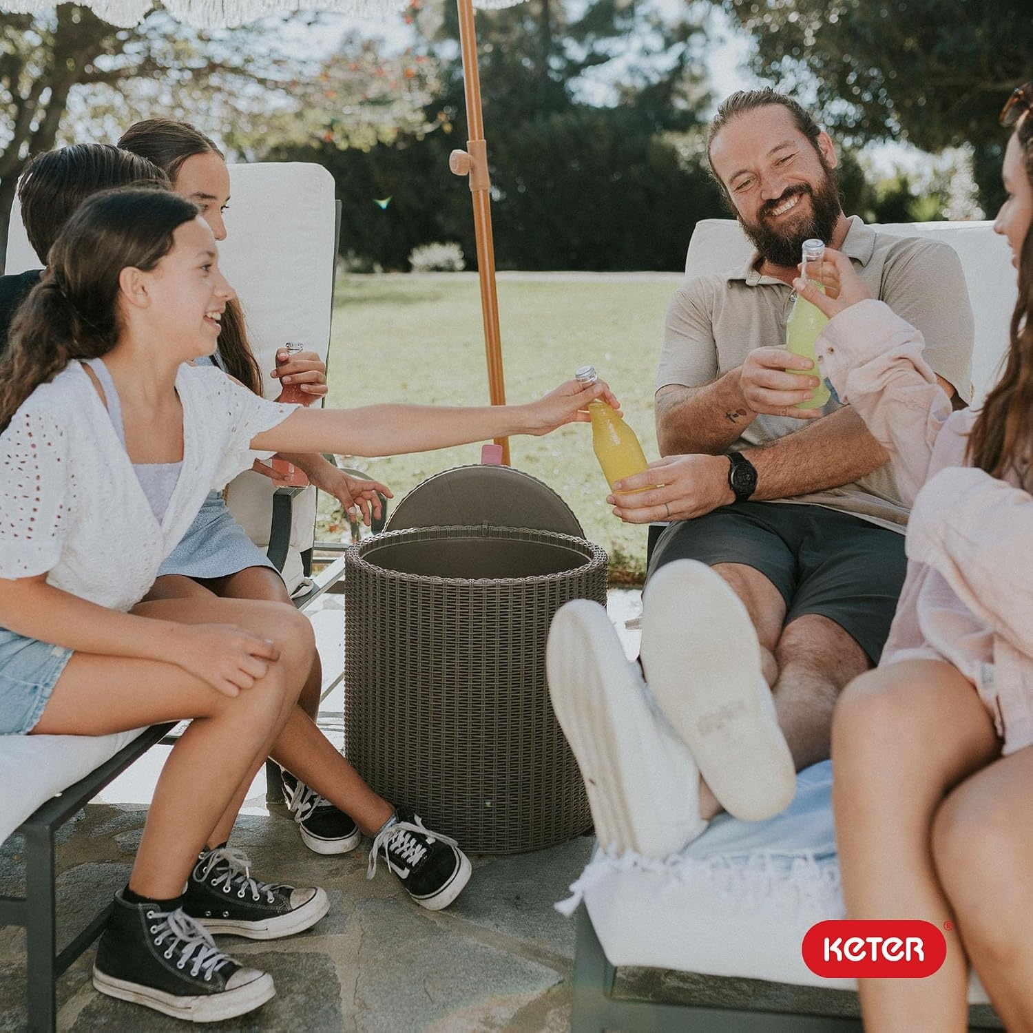 image:imageKeter Cool Side Table Cooler 3 in 1 Outdoor Patio Table and Ice Chest Storage Ideal Hot Tub Table Decor and Outdoor Patio Bar Portable Bar CappuccinoTaupe