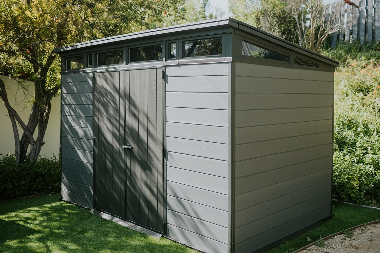 image:imageKeter Cortina 11x7 Ft AllWeather Storage Shed with Skylight Window Builtin Ventilation Customizable Walls amp Lockable Double Doors Graphite