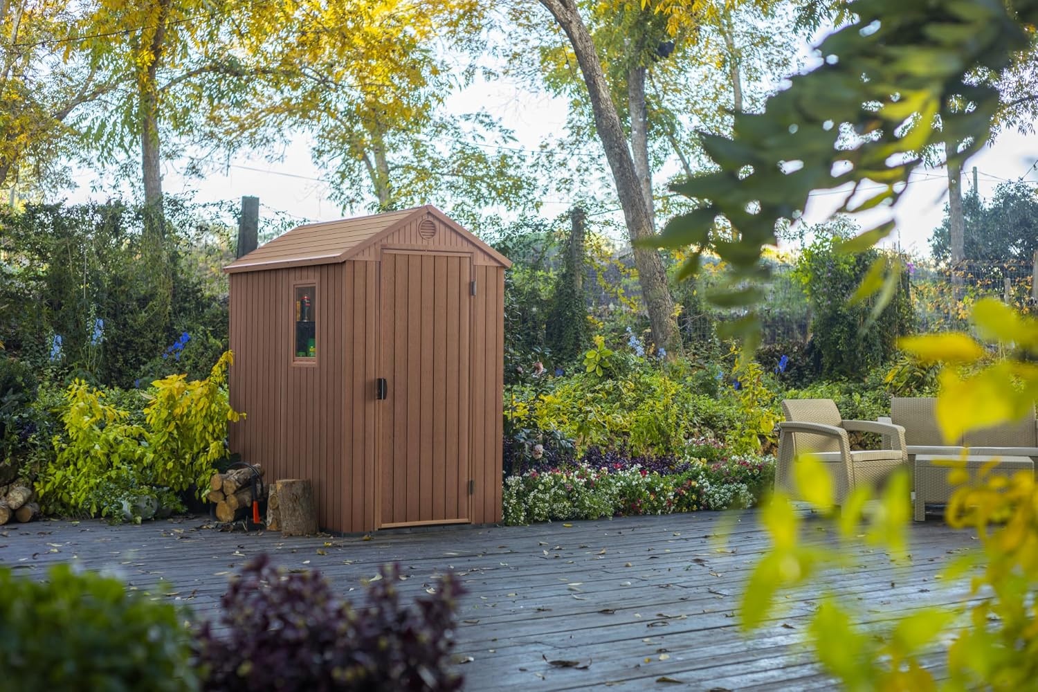 image:imageKeter Darwin 4x6 Resin Outdoor Storage Shed KitPerfect to Store Patio Furniture Garden Tools Bike Accessories Beach Chairs and Lawn Mower Brown