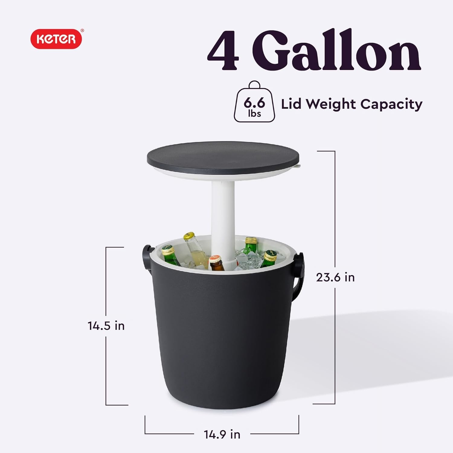 image:imageKeter Go Bar 42 Gallon Portable Beer and Wine Cooler with Handle and Pop Up Outdoor Table Perfect for Your Patio Picnic and Beach Accessories GraphiteGraphite