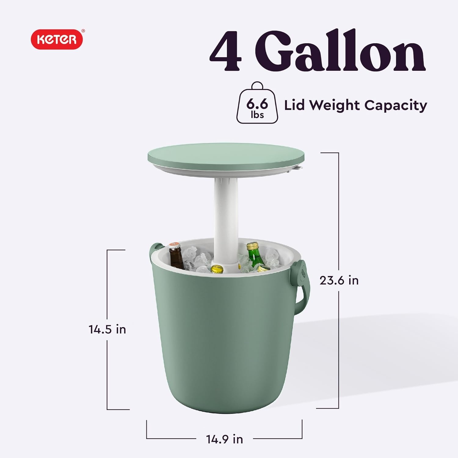 image:imageKeter Go Bar 42 Gallon Portable Beer and Wine Cooler with Handle and Pop Up Outdoor Table Perfect for Your Patio Picnic and Beach Accessories GraphiteGreen