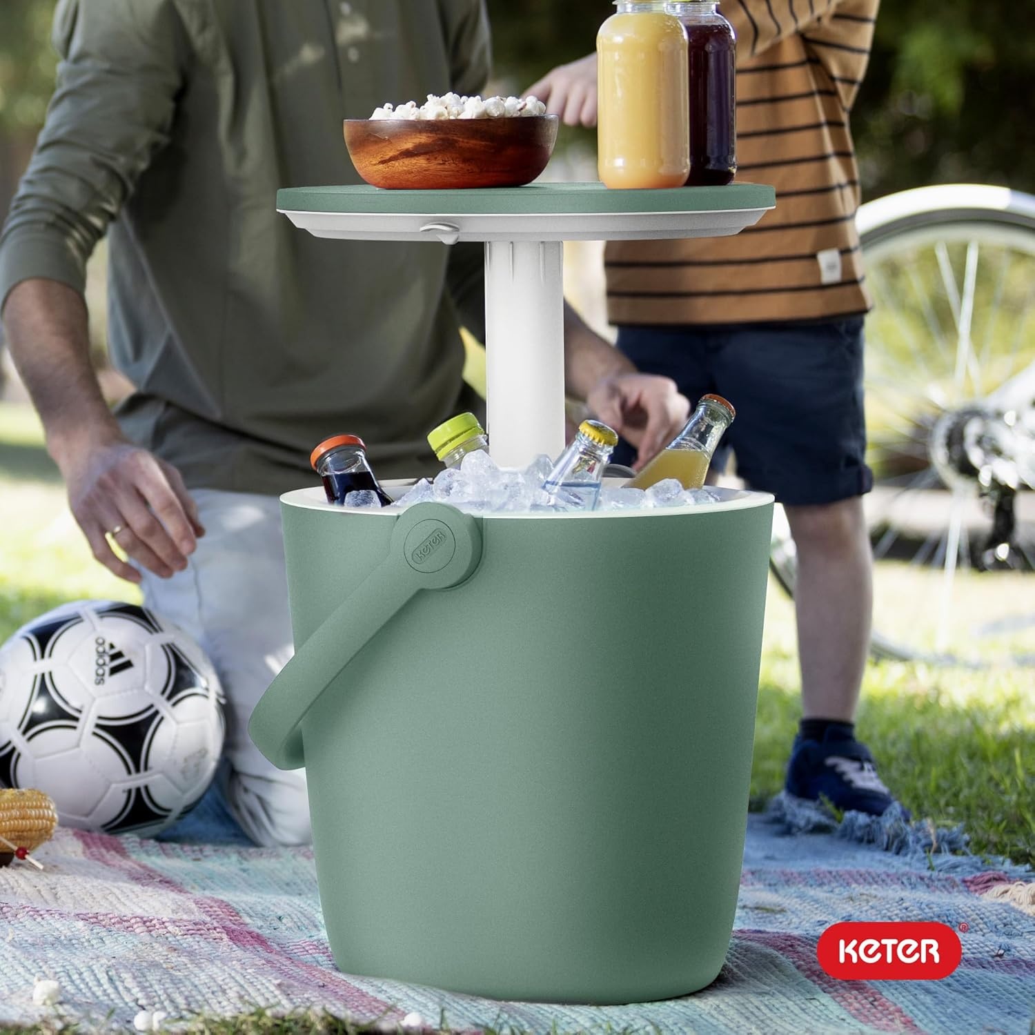 image:imageKeter Go Bar 42 Gallon Portable Beer and Wine Cooler with Handle and Pop Up Outdoor Table Perfect for Your Patio Picnic and Beach Accessories GraphiteGreen