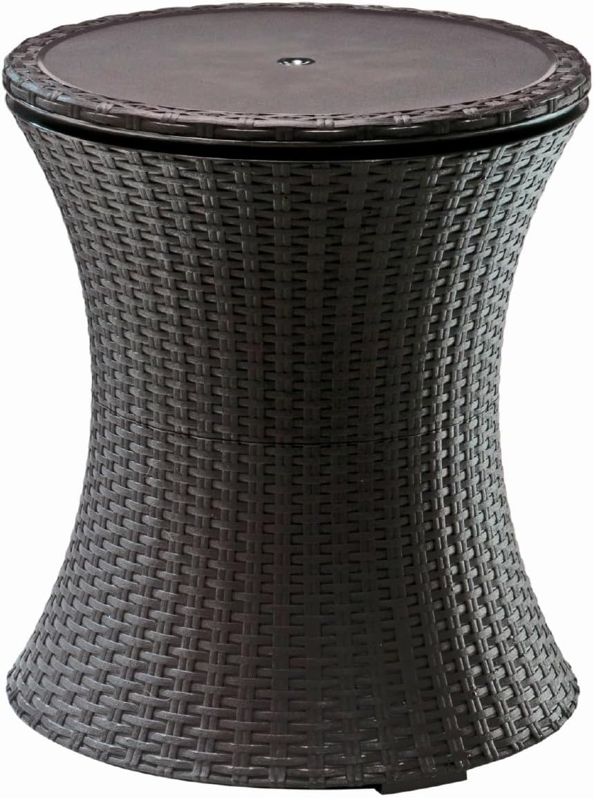 image:imageKeter Pacific Cool Bar Outdoor Patio Furniture and Hot Tub Side Table with 75 Gallon Beer and Wine Cooler Dark GreyBrown