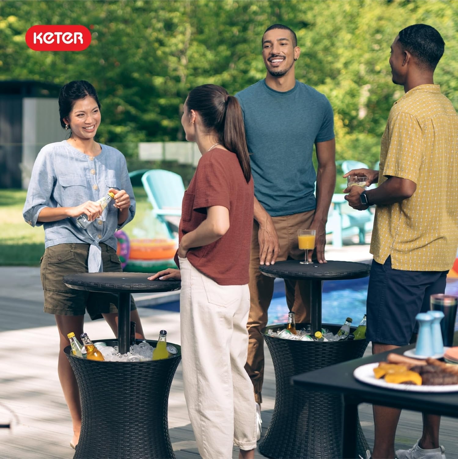 image:imageKeter Pacific Cool Bar Outdoor Patio Furniture and Hot Tub Side Table with 75 Gallon Beer and Wine Cooler Dark GreyDark Grey
