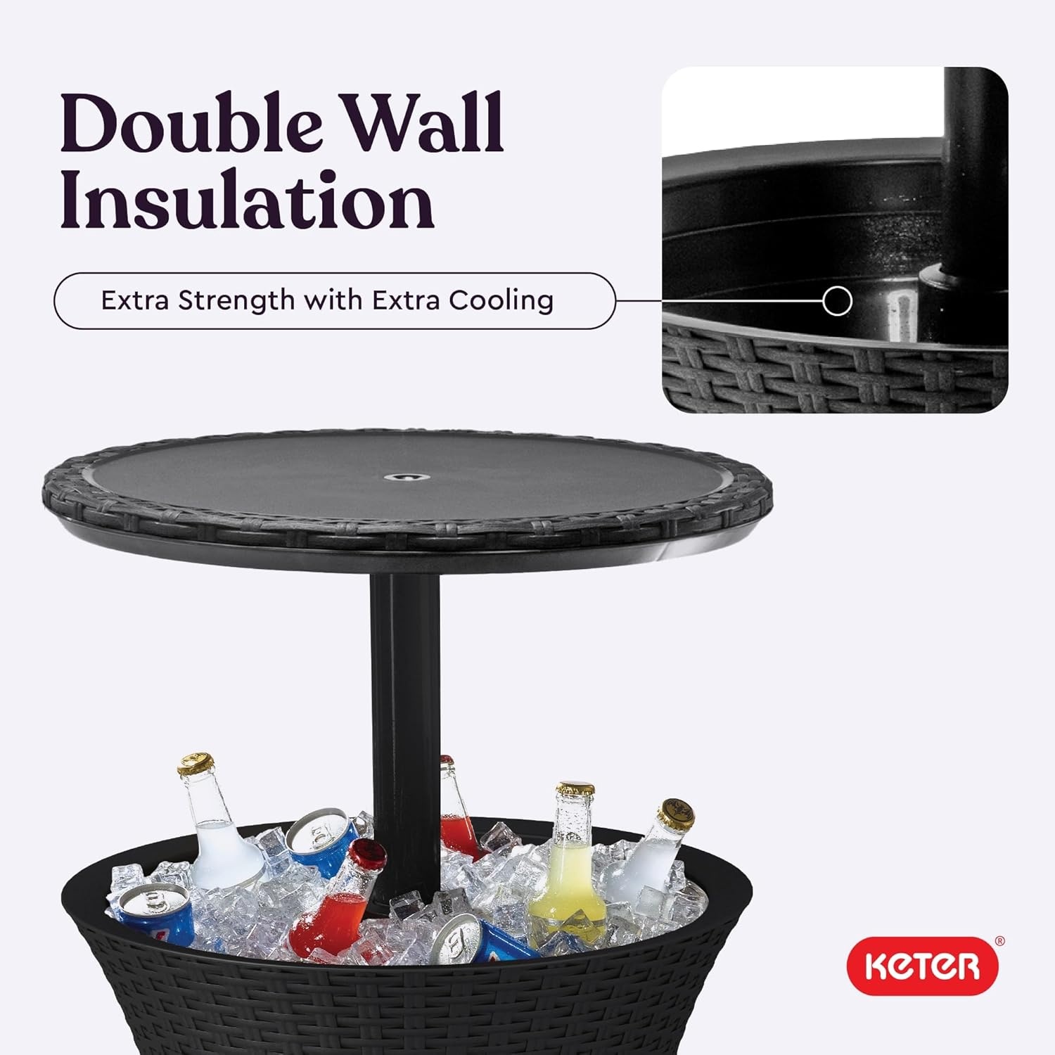image:imageKeter Pacific Cool Bar Outdoor Patio Furniture and Hot Tub Side Table with 75 Gallon Beer and Wine Cooler Dark GreyDark Grey