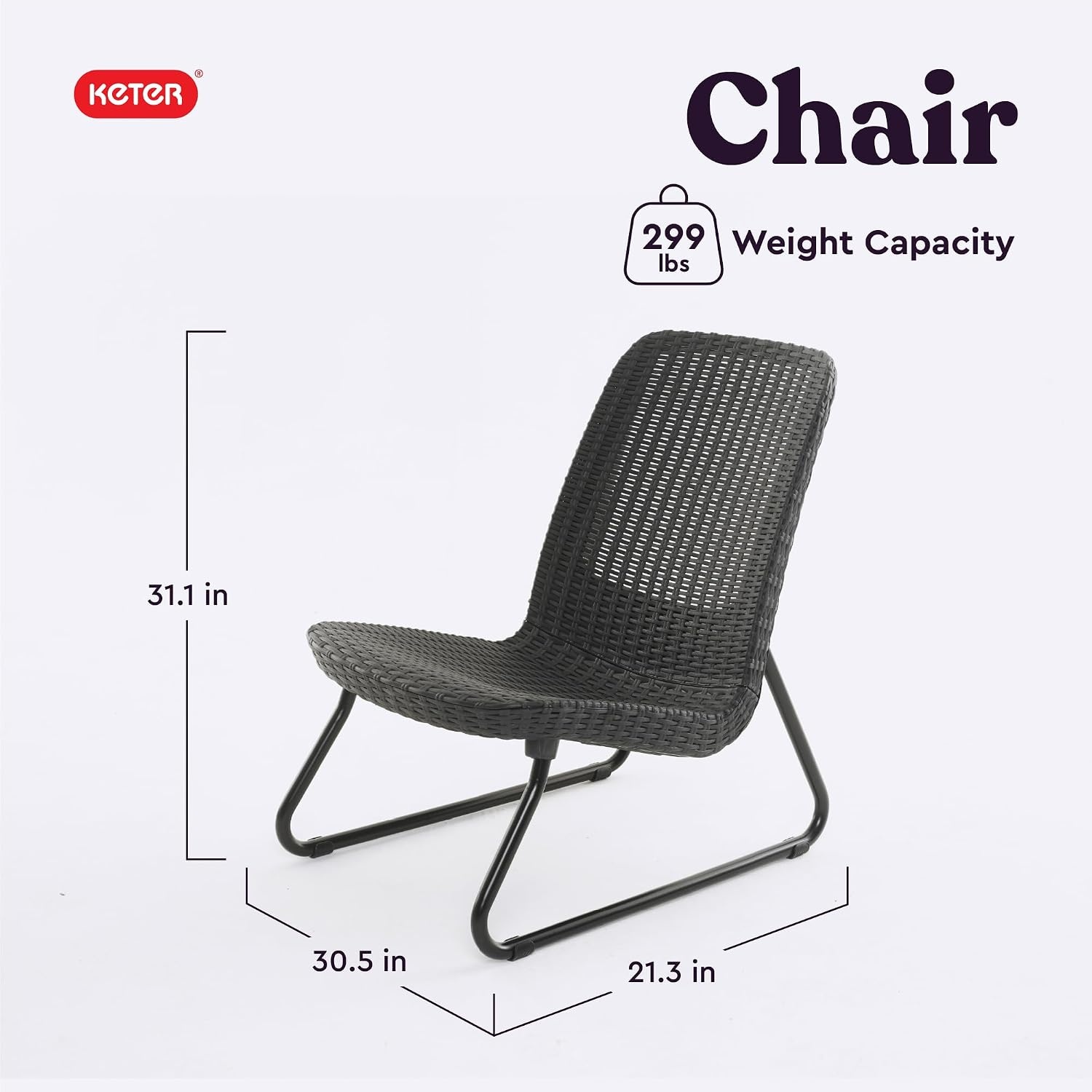 image:imageKeter Rio 3 Piece Resin Wicker Patio Furniture Set with Side Table and Outdoor Chairs for Front Porch and Backyard Decor Dark GreyDark Grey