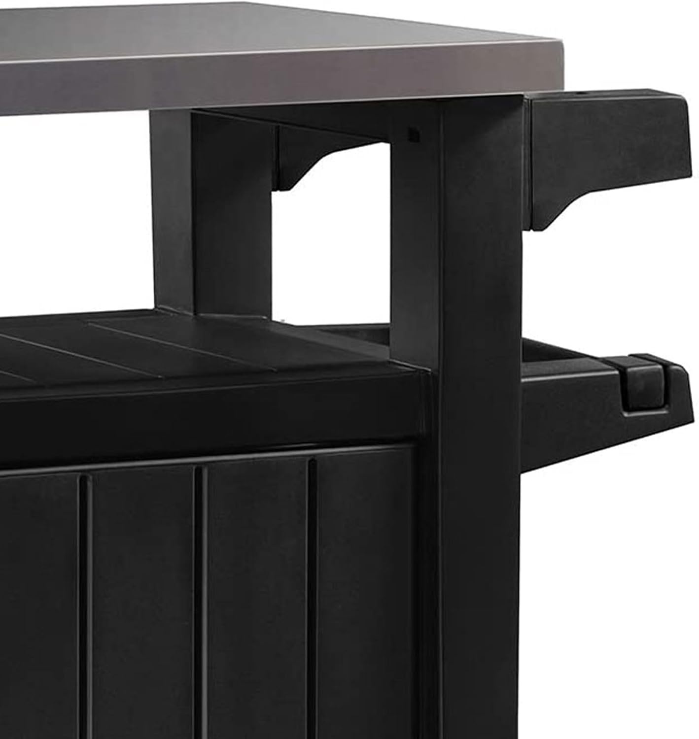 image:imageKeter Unity Portable Outdoor Table and Storage Cabinet with Hooks for Grill AccessoriesStainless Steel Top for Patio Kitchen Island or Bar Cart