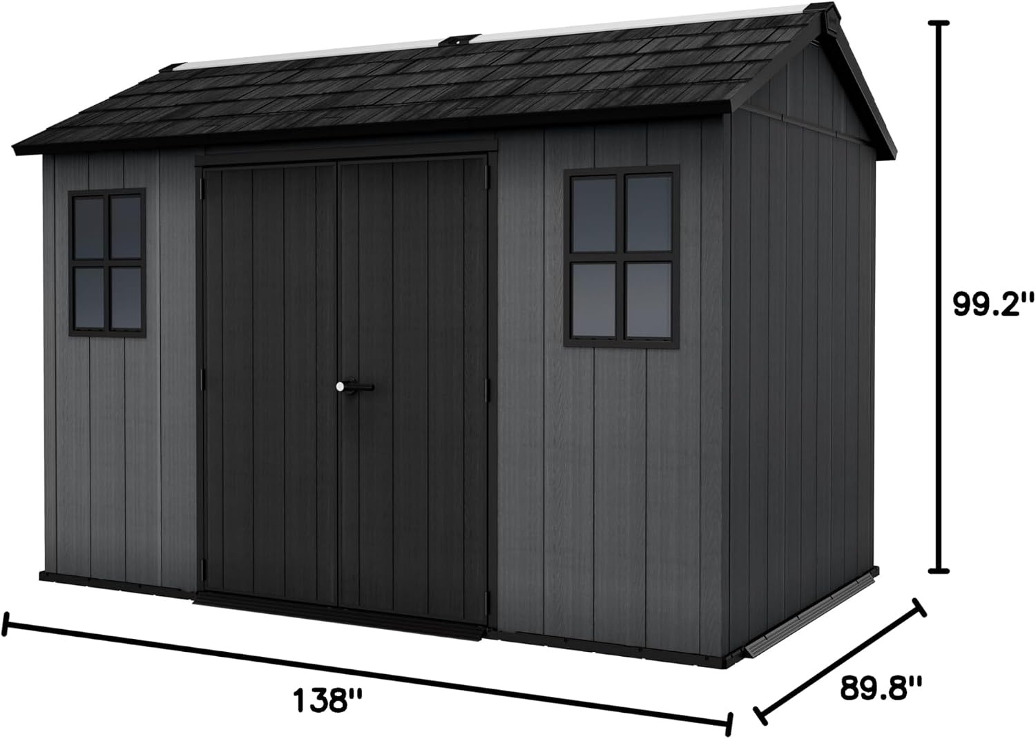 image:imageNewton 11x75 Ft AllWeather Storage Shed with Skylight Window Builtin Ventilation Customizable Walls amp Lockable Double Doors Grey