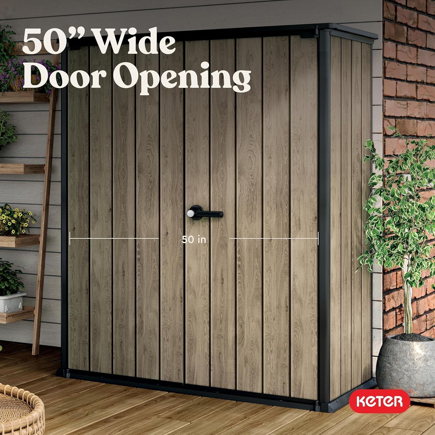 image:imageSignature Collection Vertical Outdoor Storage Shed WeatherResistant Resin Storage Cabinet with Double Doors amp HeavyDuty Floor 62 Cu Ft Capacity for Garden Tools Lawn Equipment amp Patio Storage