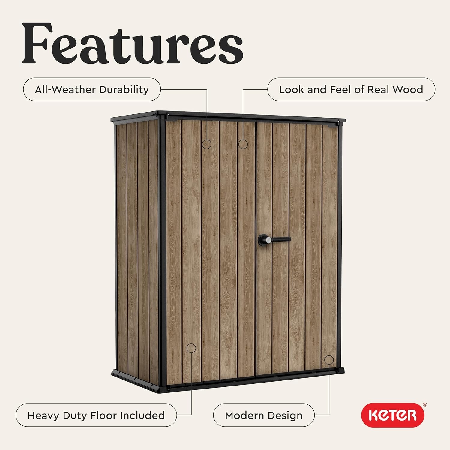 image:imageSignature Collection Vertical Outdoor Storage Shed WeatherResistant Resin Storage Cabinet with Double Doors amp HeavyDuty Floor 62 Cu Ft Capacity for Garden Tools Lawn Equipment amp Patio Storage