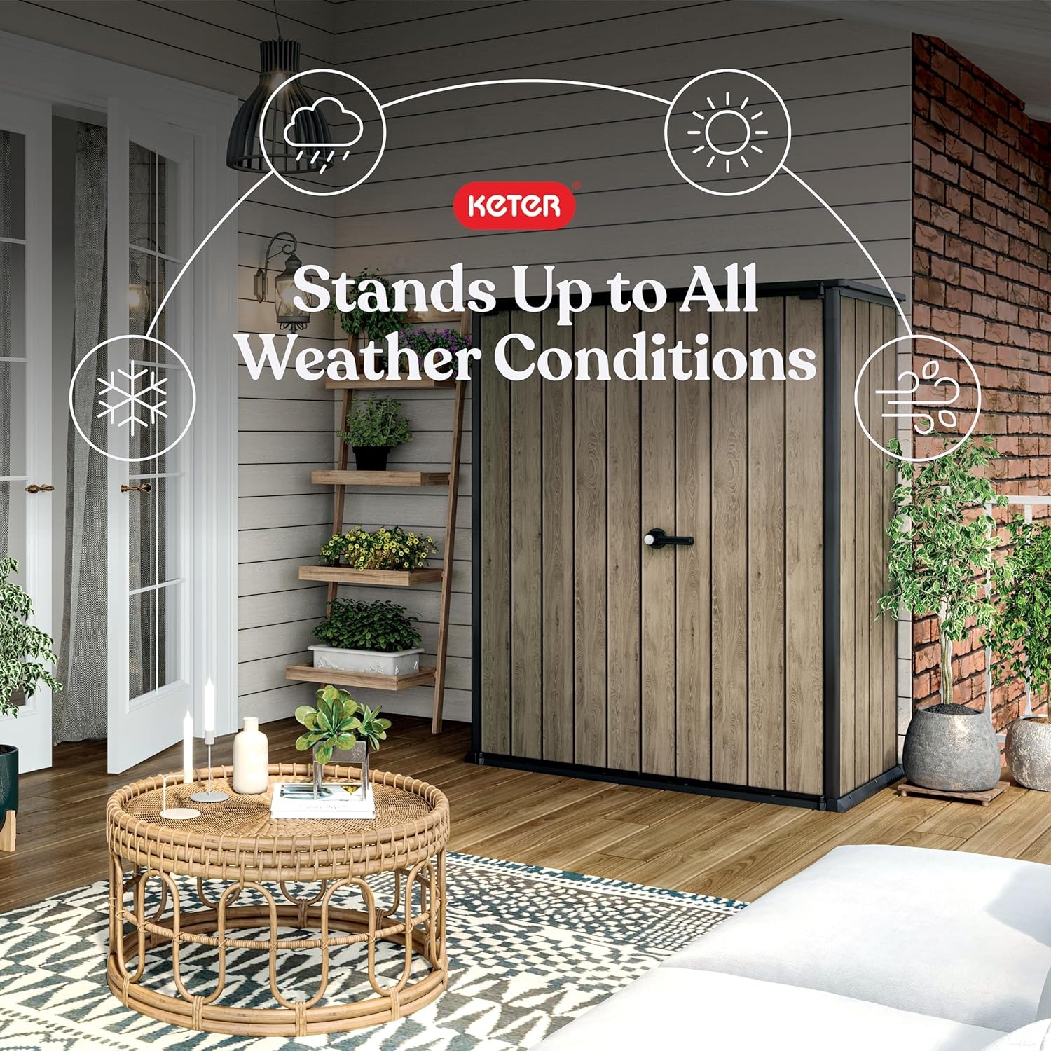 image:imageSignature Collection Vertical Outdoor Storage Shed WeatherResistant Resin Storage Cabinet with Double Doors amp HeavyDuty Floor 62 Cu Ft Capacity for Garden Tools Lawn Equipment amp Patio Storage