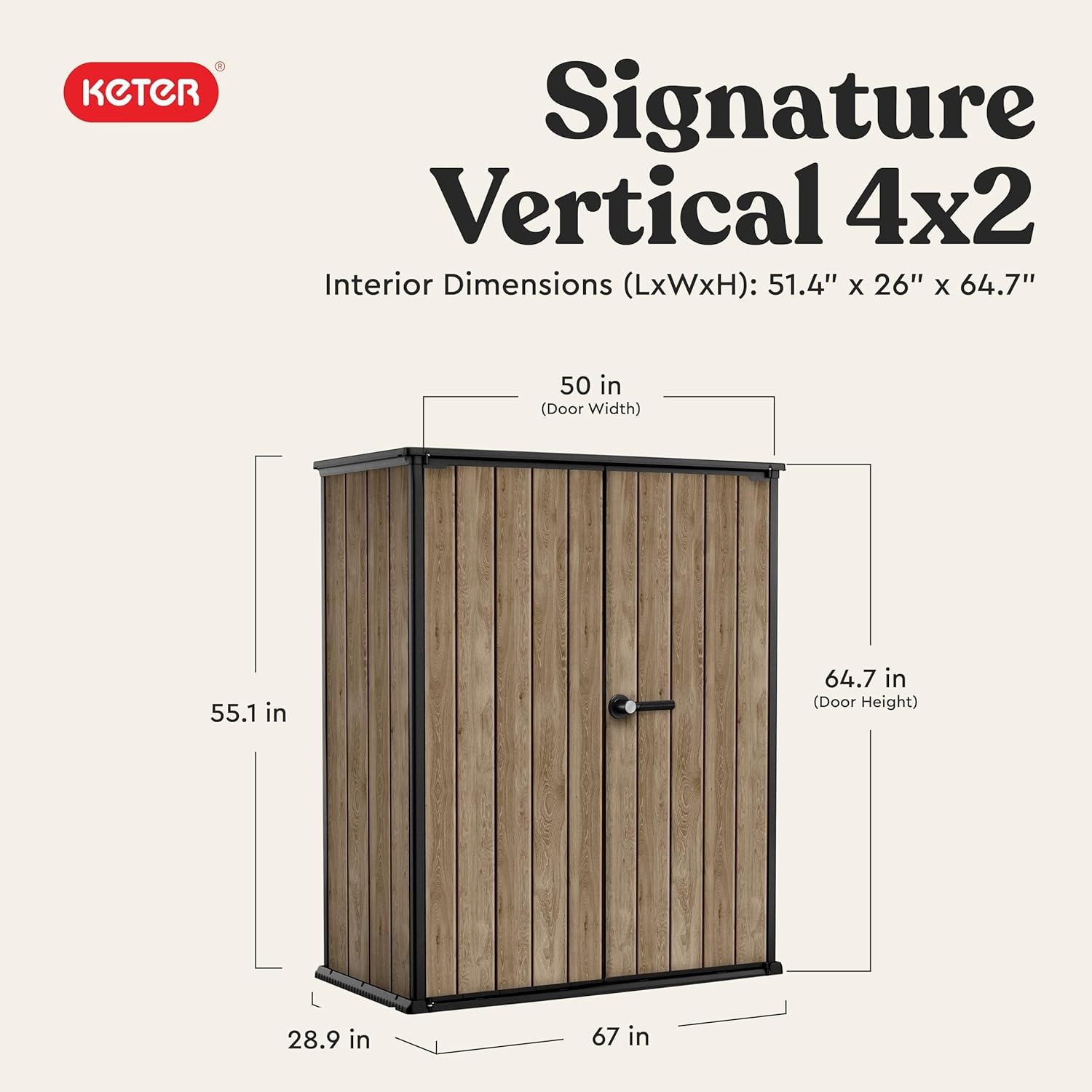 image:imageSignature Collection Vertical Outdoor Storage Shed WeatherResistant Resin Storage Cabinet with Double Doors amp HeavyDuty Floor 62 Cu Ft Capacity for Garden Tools Lawn Equipment amp Patio Storage