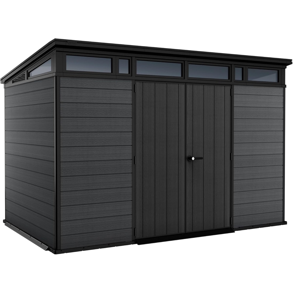 image:imageKeter Cortina 11x7 Ft AllWeather Storage Shed with Skylight Window Builtin Ventilation Customizable Walls amp Lockable Double Doors Graphite