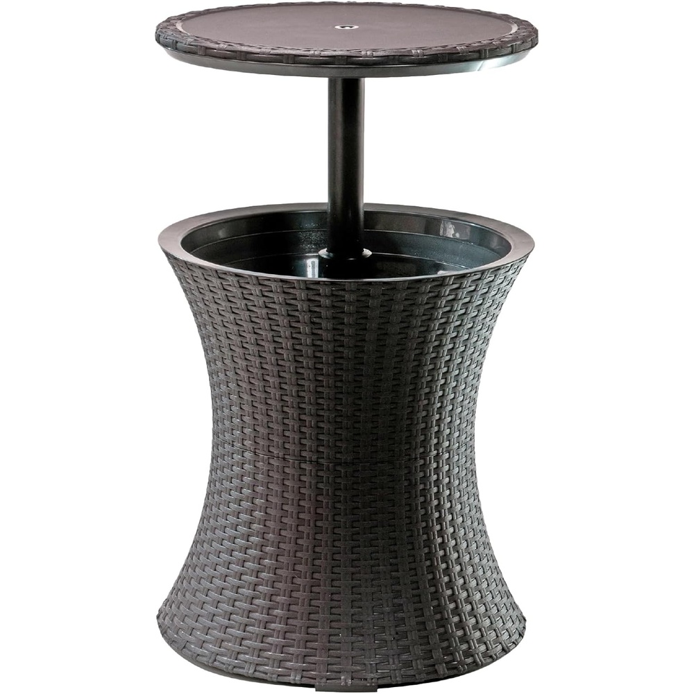 image:imageKeter Pacific Cool Bar Outdoor Patio Furniture and Hot Tub Side Table with 75 Gallon Beer and Wine Cooler Dark GreyBrown