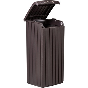 image:imageKeter Copenhagen 32 Gallon Resin Large Trash Can with Lid for Patio and Outdoor Kitchen Brown